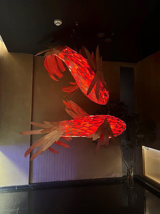 Crimson Swirl Koi Chandelier.