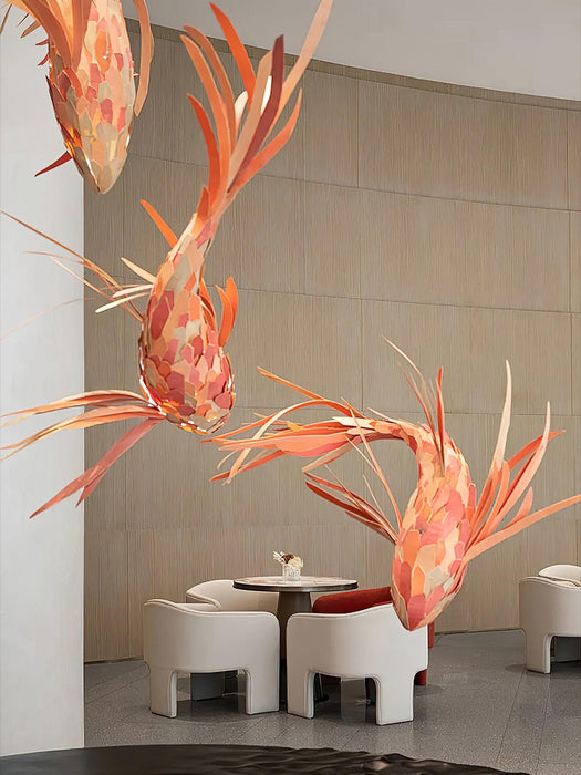 Crimson Swirl Koi Chandelier.