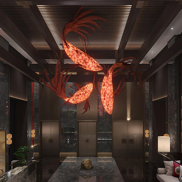 Crimson Swirl Koi Chandelier - DWHOME