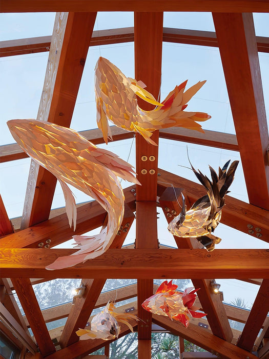 Crimson Swirl Koi Chandelier.