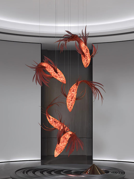 Crimson Swirl Koi Chandelier - DWHOME