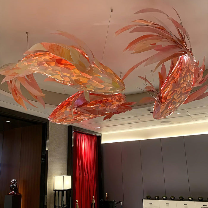 Crimson Swirl Koi Chandelier.