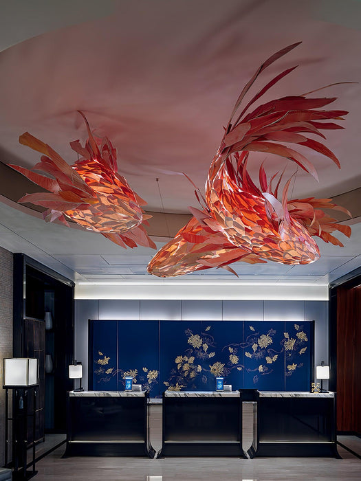 Crimson Swirl Koi Chandelier.