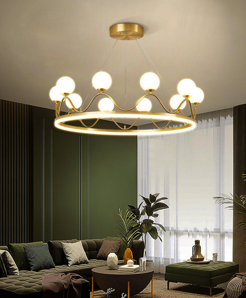 Crown Brass Chandelier-DWHOME