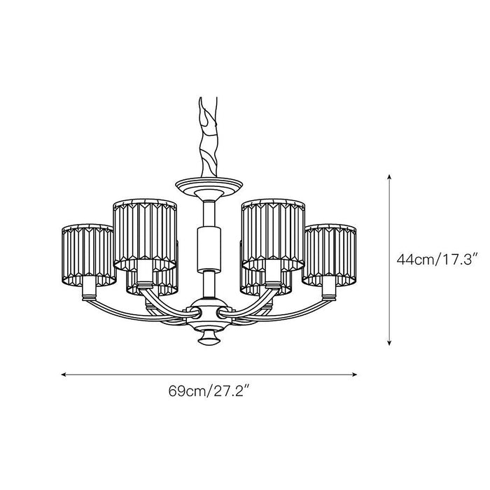 Crystal Column Brass Chandelier-DWHOME