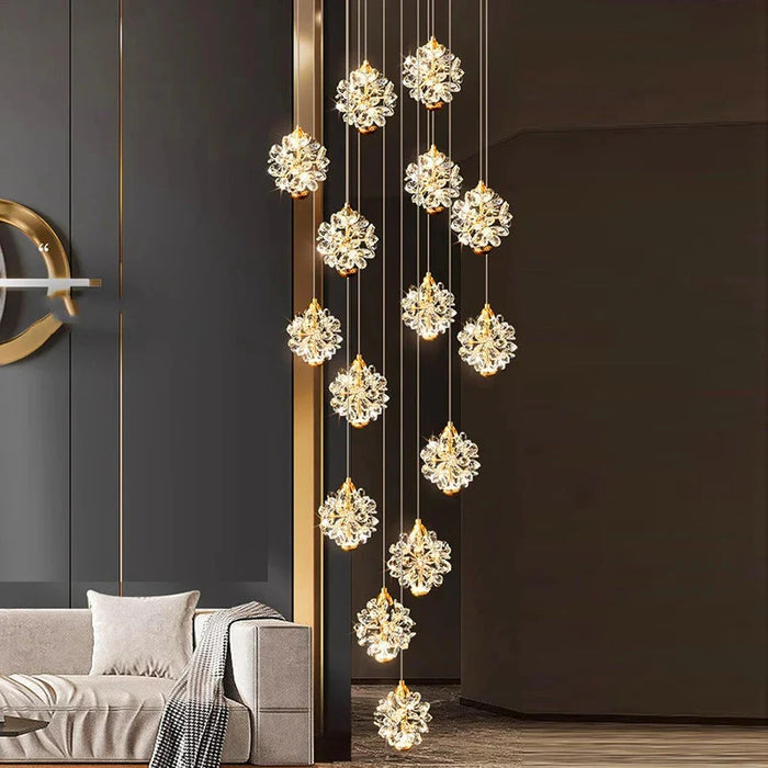 Crystal Modern Pendant Lighting for Stairs & Foyer.