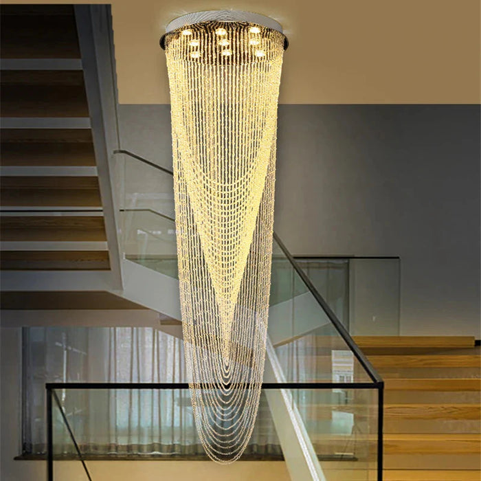 Crystal Tassel Chandelier for Staircase & Foyer.