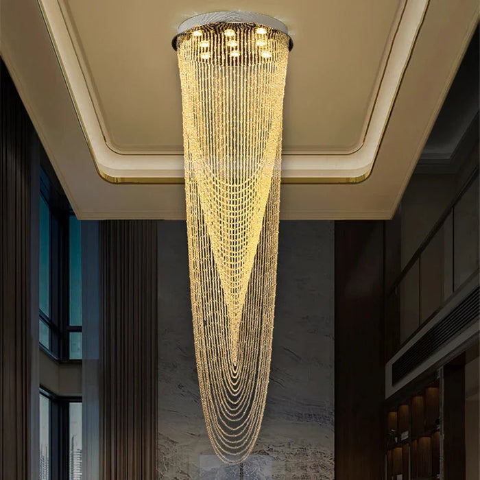 Crystal Tassel Chandelier for Staircase & Foyer.