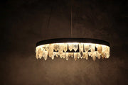 36 Inch Round Modern Chandelier Brass & Clear Geode Quartz Crystal Hanging Light-DWHOME