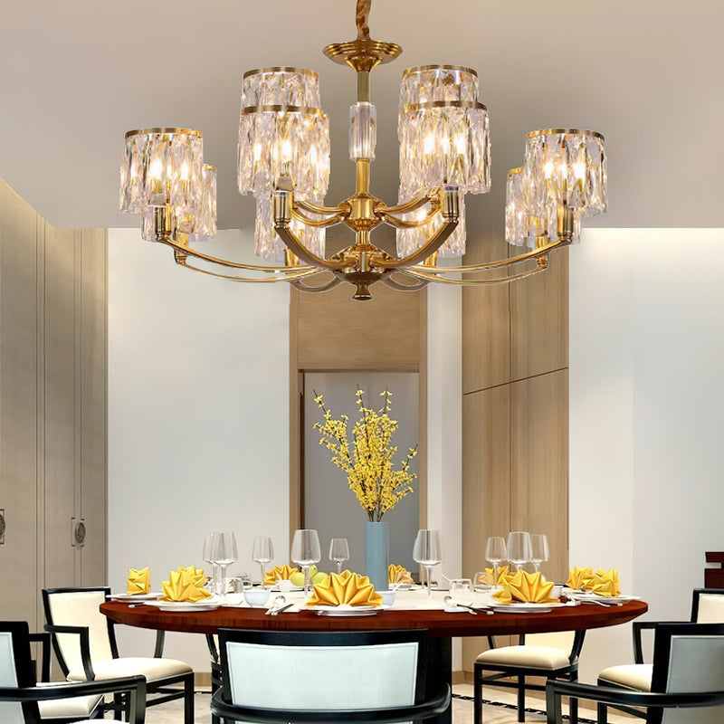 Crystal Column Brass Chandelier-DWHOME