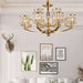 Crystal Column Brass Chandelier-DWHOME