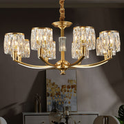 Crystal Column Brass Chandelier-DWHOME