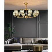 Crystal Column Brass Chandelier-DWHOME