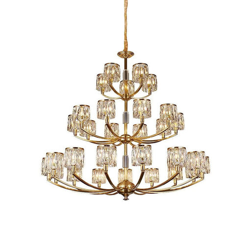 Crystal Column Brass Chandelier-DWHOME