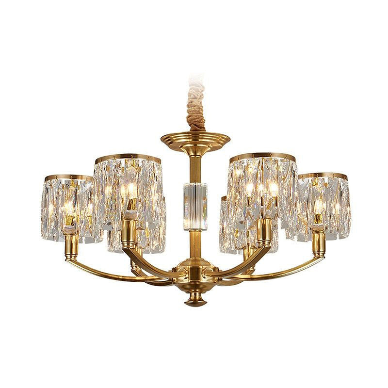 Crystal Column Brass Chandelier-DWHOME