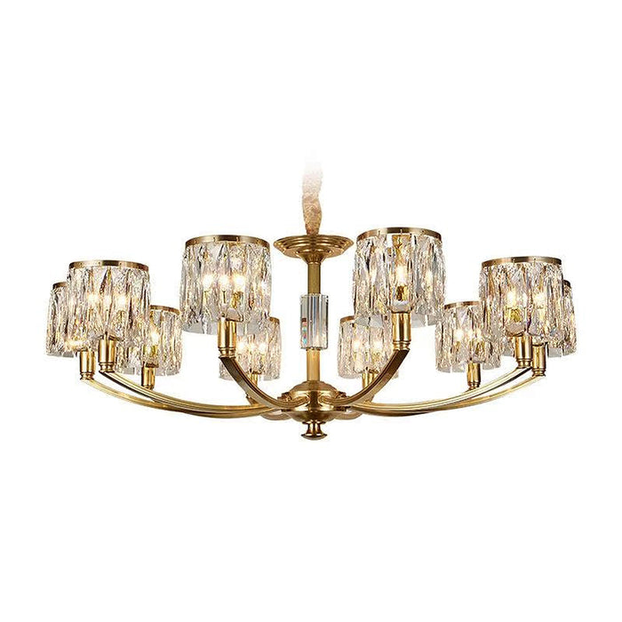 Crystal Column Brass Chandelier-DWHOME