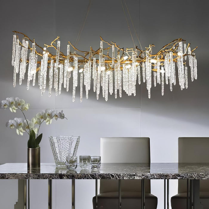 Crystal Icicles Branch Brass Chandelier - DWHOME