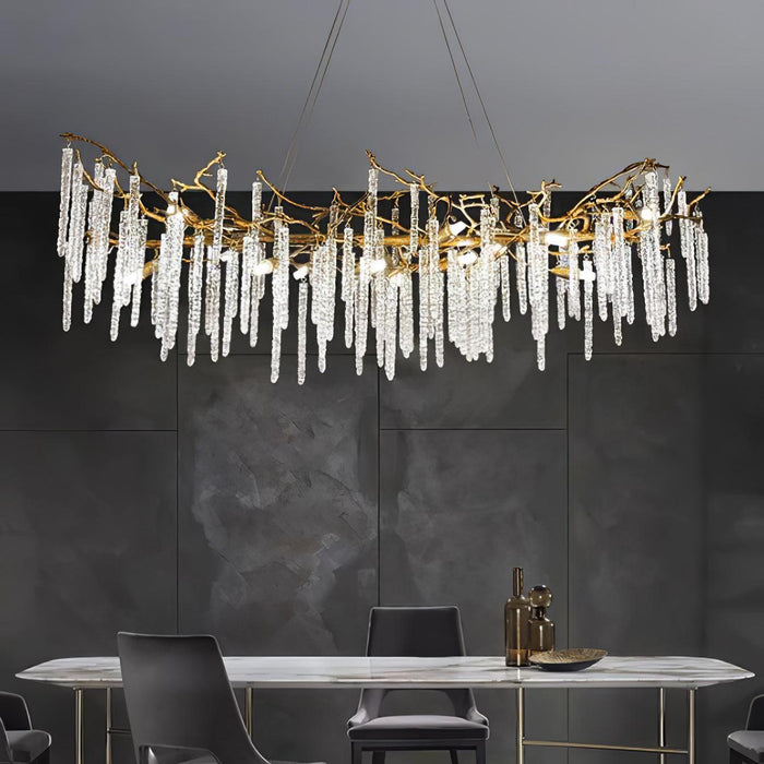 Crystal Icicles Branch Brass Chandelier - DWHOME