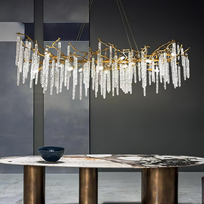 Crystal Icicles Branch Brass Chandelier - DWHOME