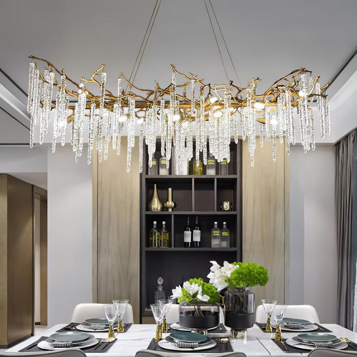 Crystal Icicles Branch Brass Chandelier - DWHOME