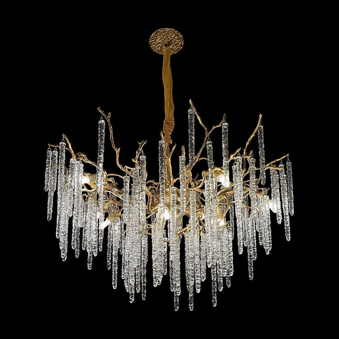 Crystal Icicles Branch Brass Chandelier - DWHOME