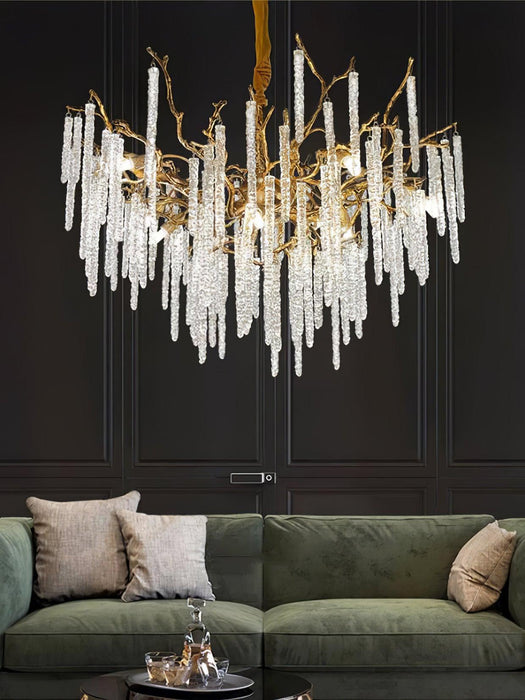 Crystal Icicles Branch Brass Chandelier - DWHOME