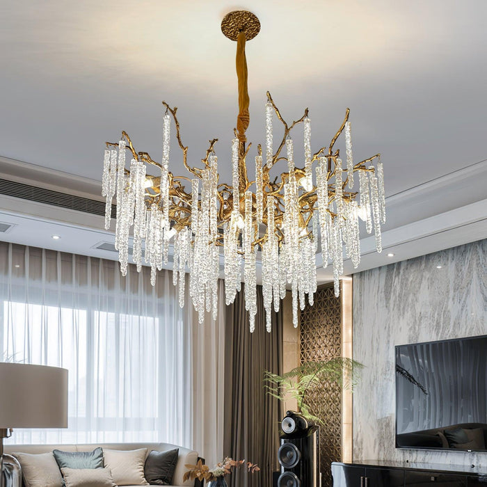 Crystal Icicles Branch Brass Chandelier - DWHOME