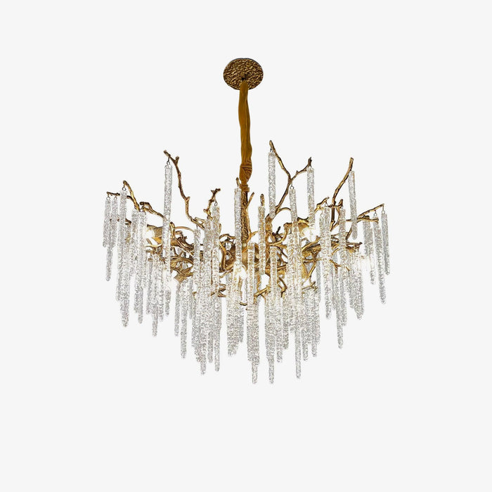 Crystal Icicles Branch Brass Chandelier - DWHOME