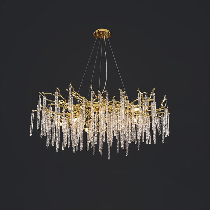 Crystal Icicles Branch Brass Chandelier - DWHOME