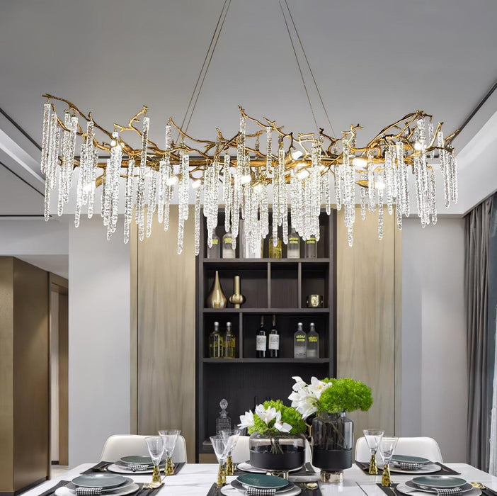 Crystal Icicles Branch Brass Chandelier - DWHOME