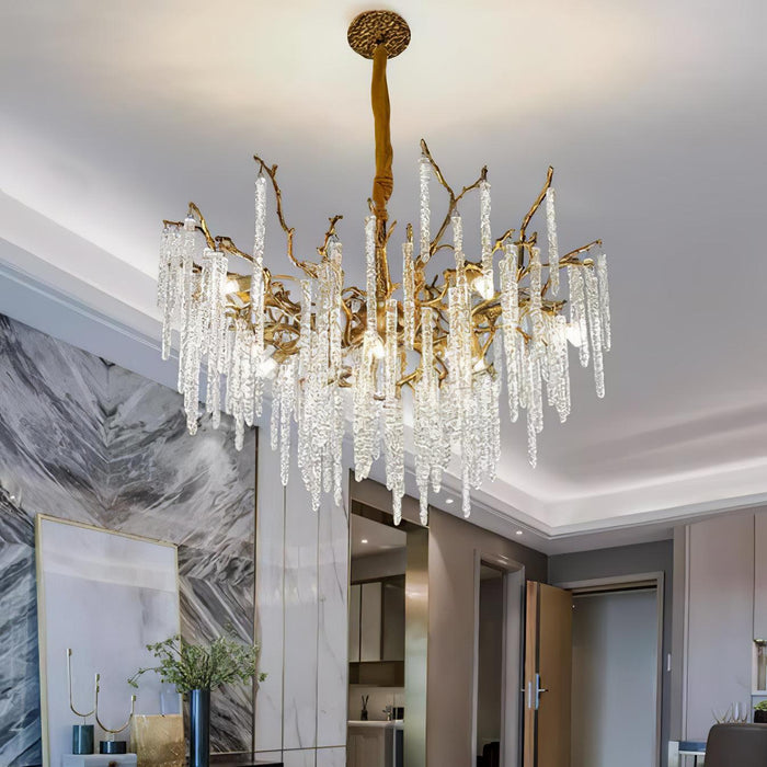 Crystal Icicles Branch Brass Chandelier - DWHOME