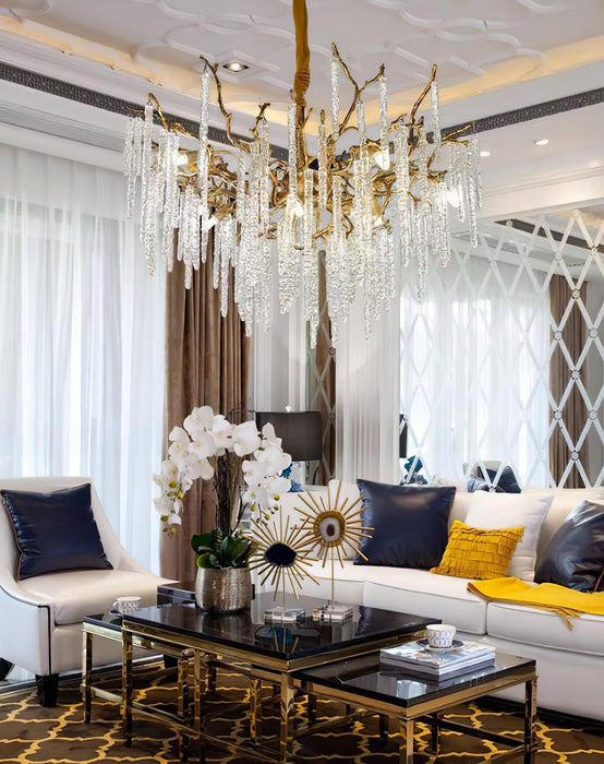 Crystal Icicles Branch Brass Chandelier - DWHOME