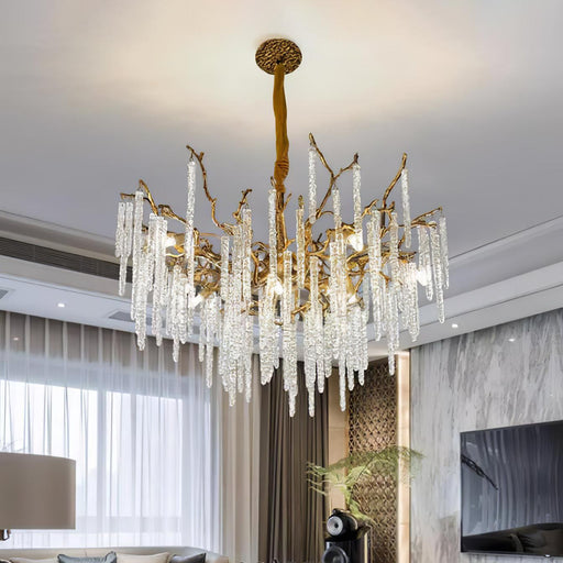 Crystal Icicles Branch Brass Chandelier - DWHOME