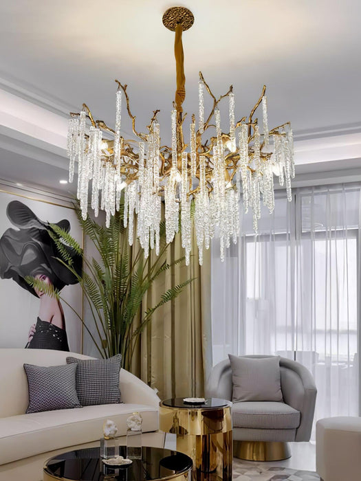 Crystal Icicles Branch Brass Chandelier - DWHOME