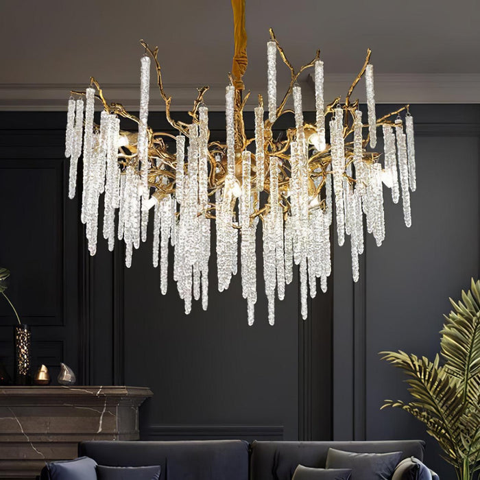 Crystal Icicles Branch Brass Chandelier - DWHOME