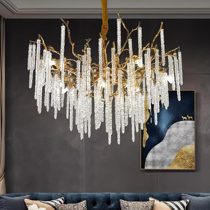 Crystal Icicles Branch Brass Chandelier - DWHOME