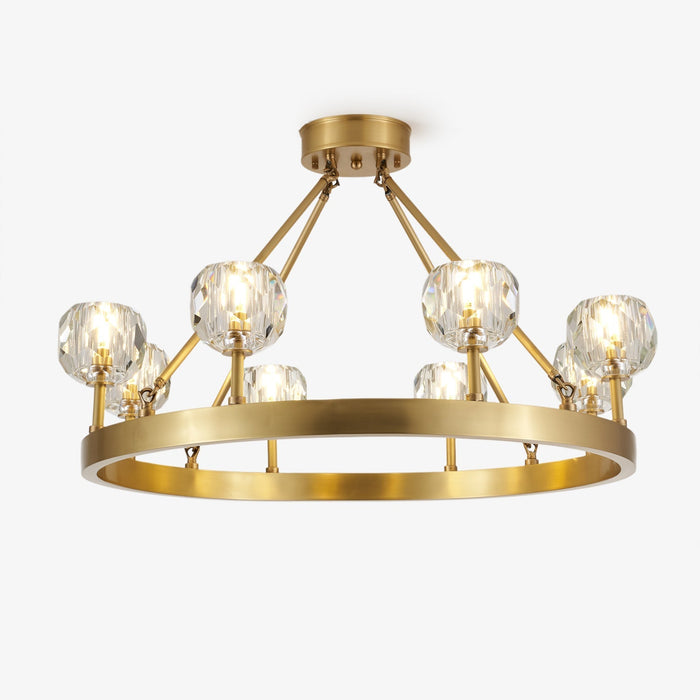 Crystal Round Golden Chandelier-DWHOME