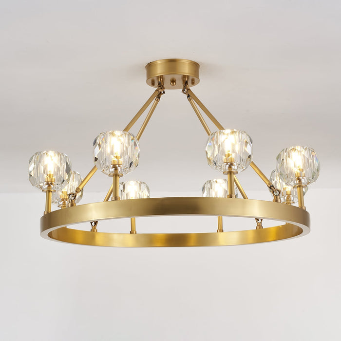 Crystal Round Golden Chandelier-DWHOME