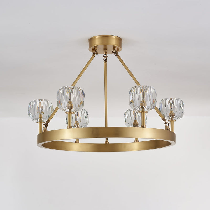 Crystal Round Golden Chandelier-DWHOME