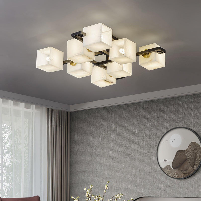 Cubist Alabaster Cluster Ceiling Lamp-DWHOME