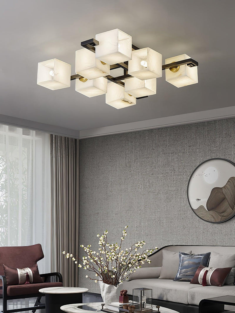Cubist Alabaster Cluster Ceiling Lamp-DWHOME