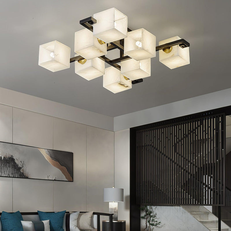Cubist Alabaster Cluster Ceiling Lamp-DWHOME