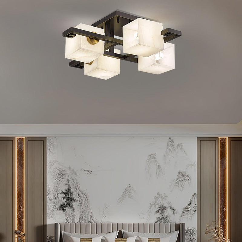 Cubist Alabaster Cluster Ceiling Lamp-DWHOME