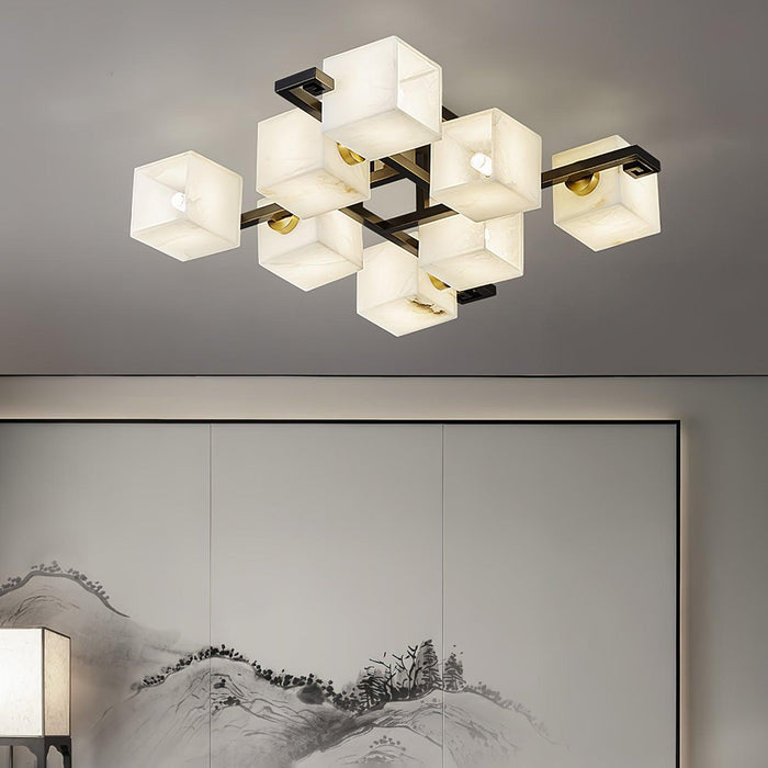 Cubist Alabaster Cluster Ceiling Lamp-DWHOME