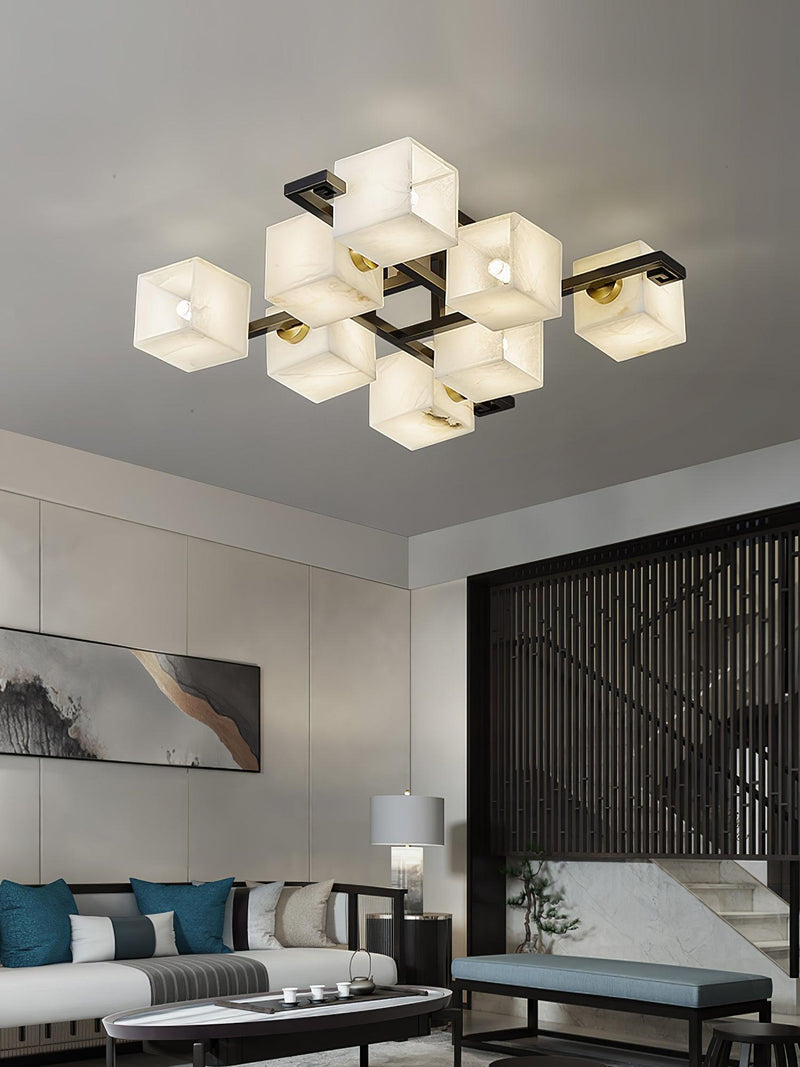 Cubist Alabaster Cluster Ceiling Lamp-DWHOME