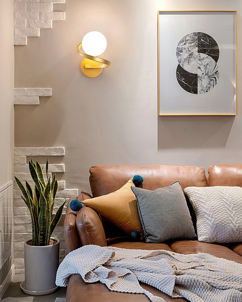 Curved Brass Wall Lamp-DWHOME