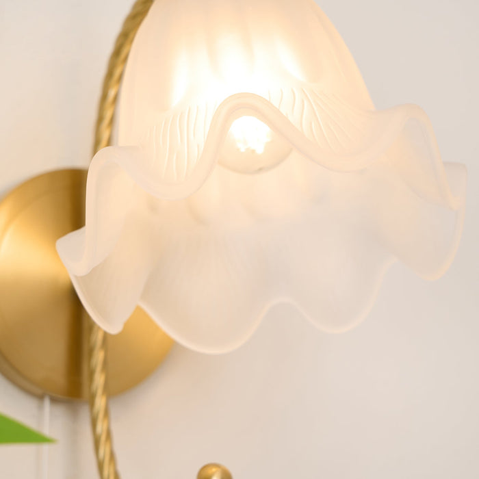 Curved Gooseneck Brass Glass Sconce-DWHOME