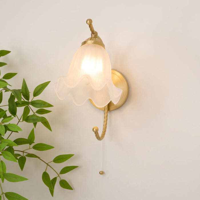 Curved Gooseneck Brass Glass Sconce-DWHOME