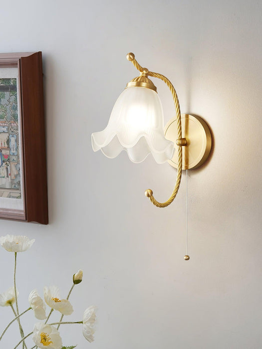 Curved Gooseneck Brass Glass Sconce-DWHOME