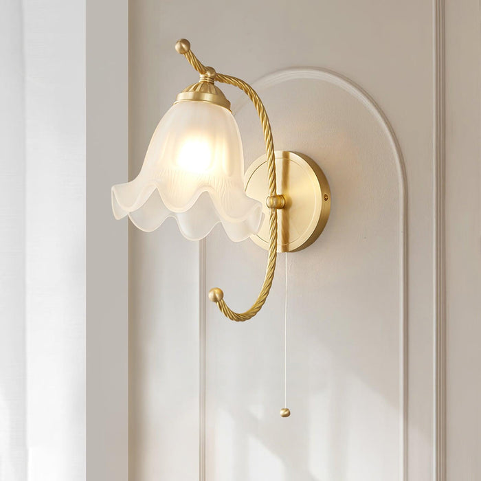 Curved Gooseneck Brass Glass Sconce-DWHOME